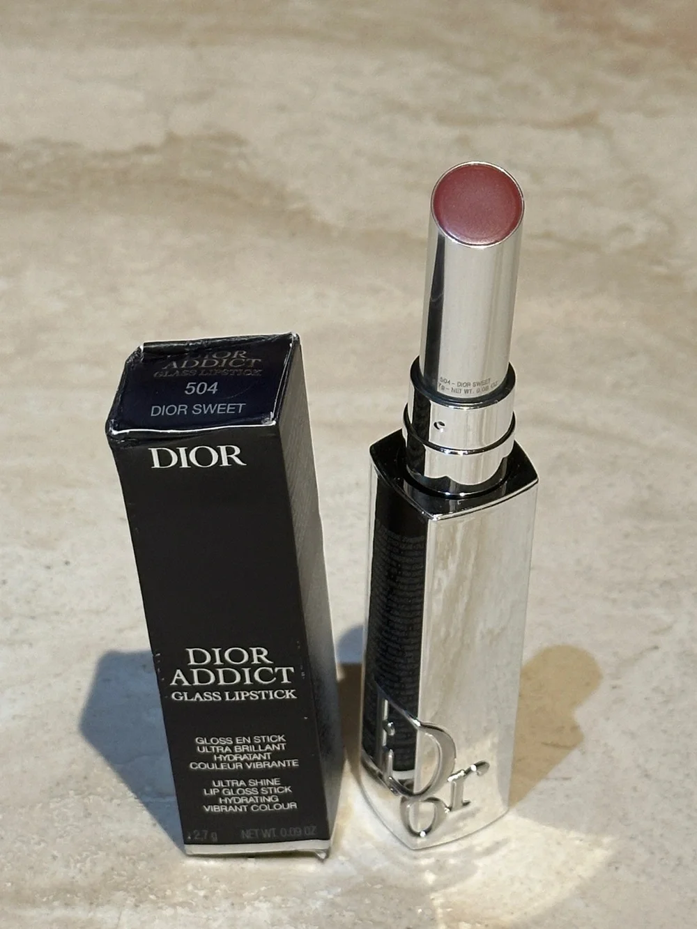 Dior Addict Glass Lipstick Ultra-Shine Hydrating Lip Gloss Stick 504 Dior Sweet